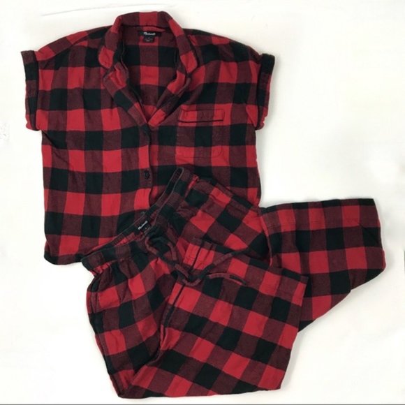 Madewell Red Buffalo Plaid Bed Time Pajama Set S - Picture 3 of 5